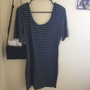 Grey and Blue Striped Dress